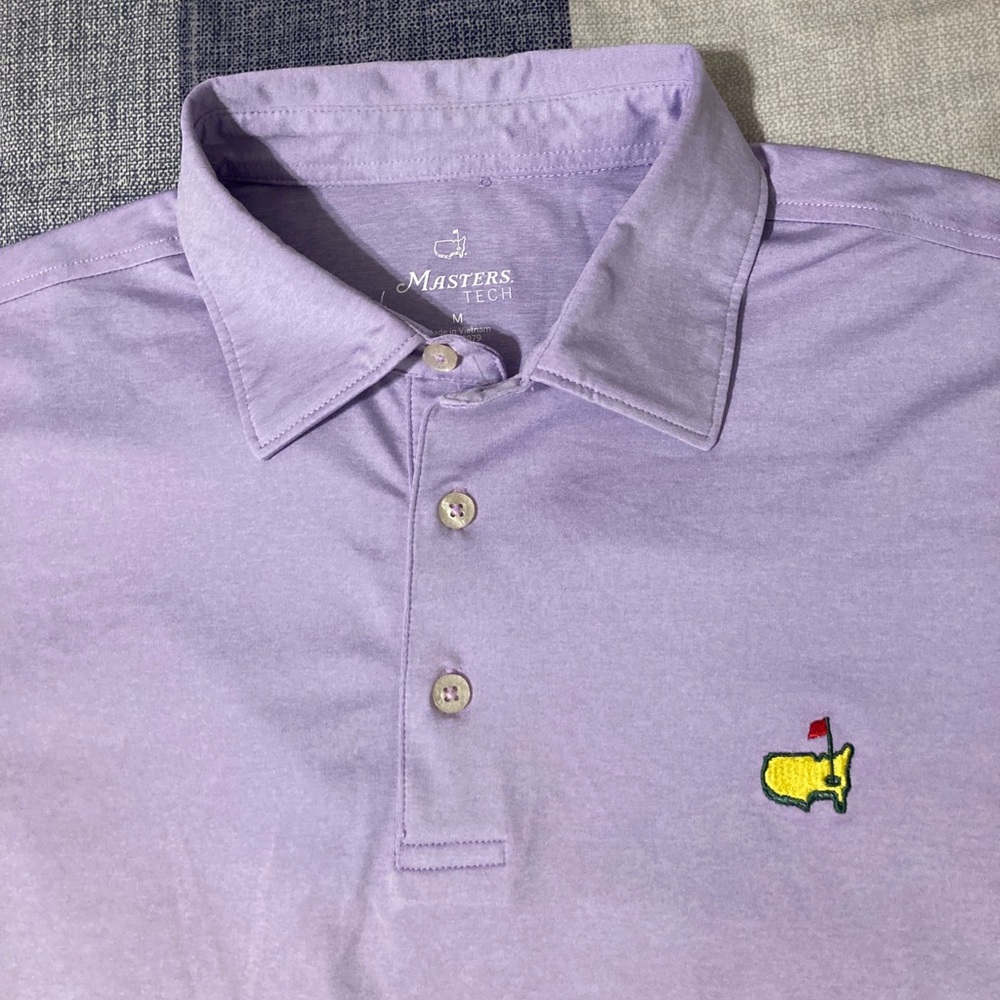 Masters Tech Mens Golf Polo Shirt Sz M Lavender Shortsleeve - Picture 2 of 4